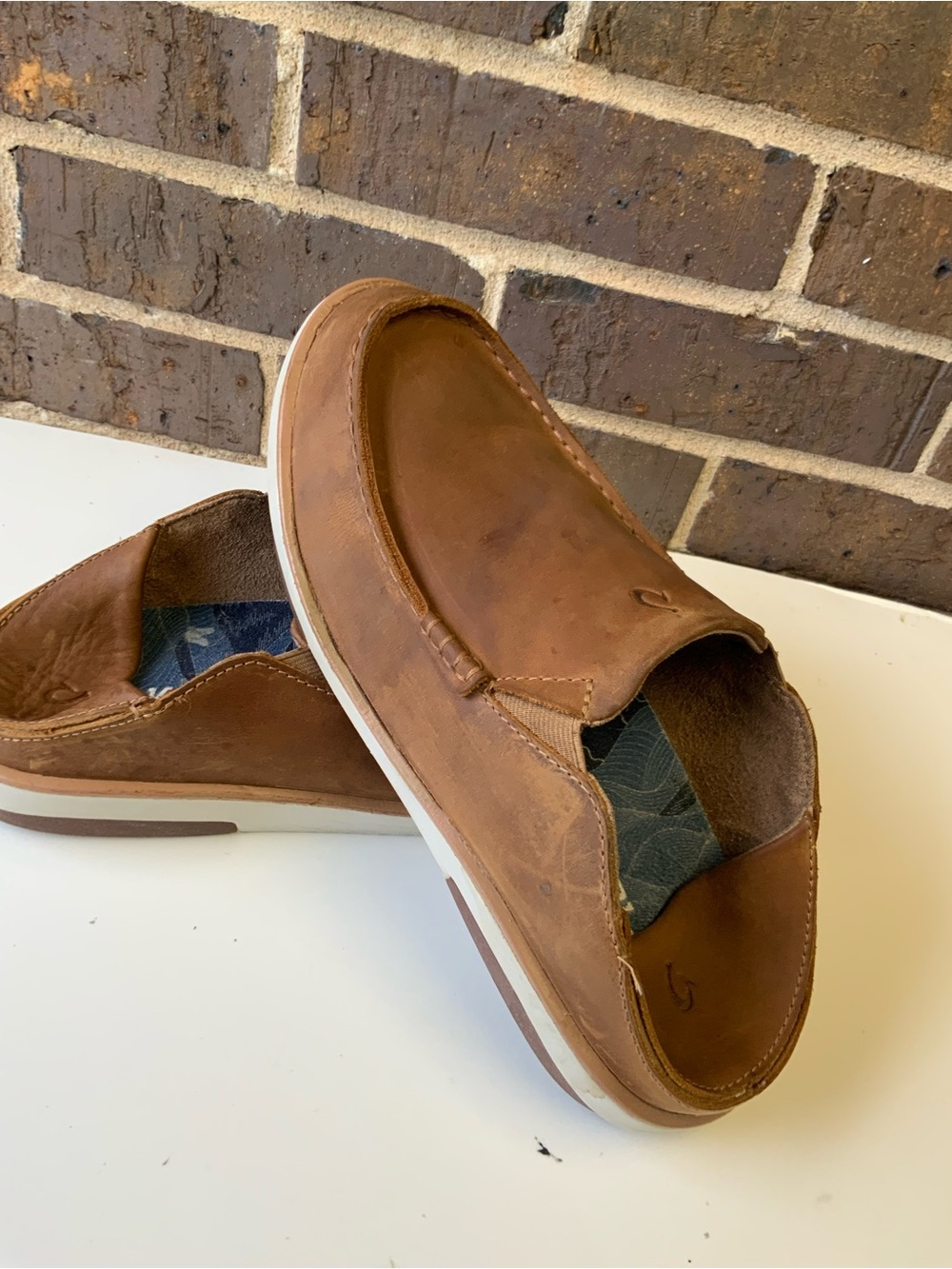 Men's Slip-On Leather Loafers in Cognac Brown